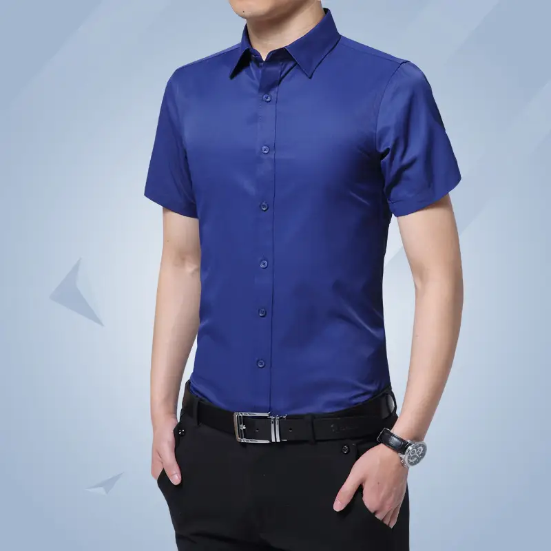 Men's Light Blue Korean Style Slim Fit Shirt - Image 5