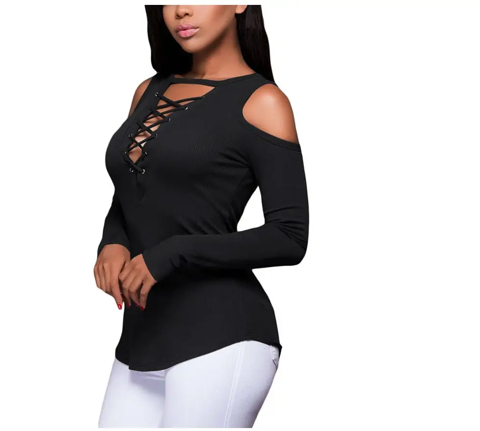 2021 Cross-Body Hot Women's Maroon Long Sleeve T-Shirt - Image 8