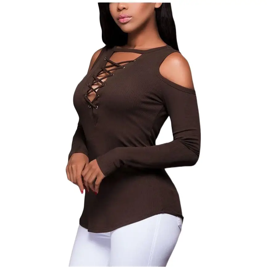 2021 Cross-Body Hot Women's Maroon Long Sleeve T-Shirt