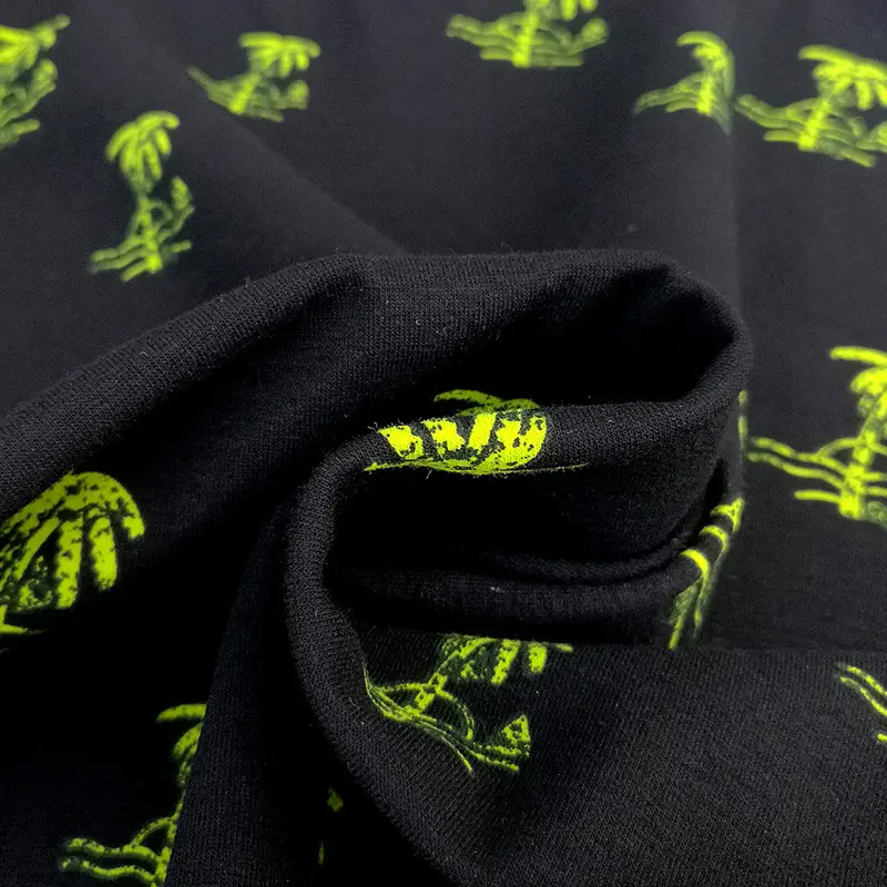 Men Printed Fat Short Sleeve T-Shirt Black Green - Image 5
