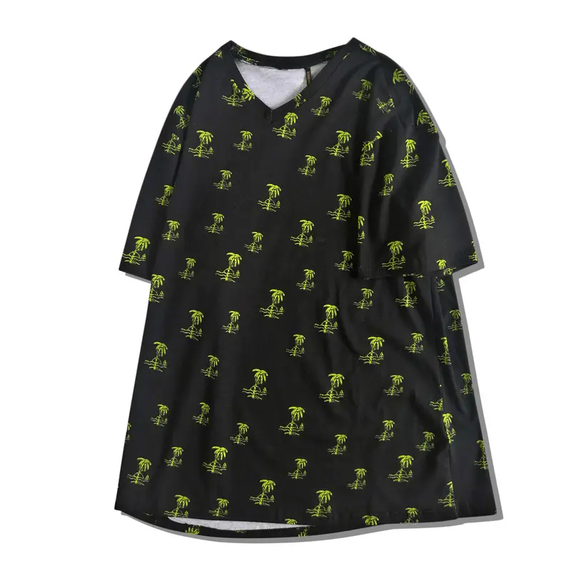 Men Printed Fat Short Sleeve T-Shirt Black Green - Image 6