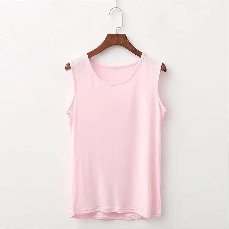 Pink Sleeveless Vest for Women Combed Modal Extra Large - Image 3