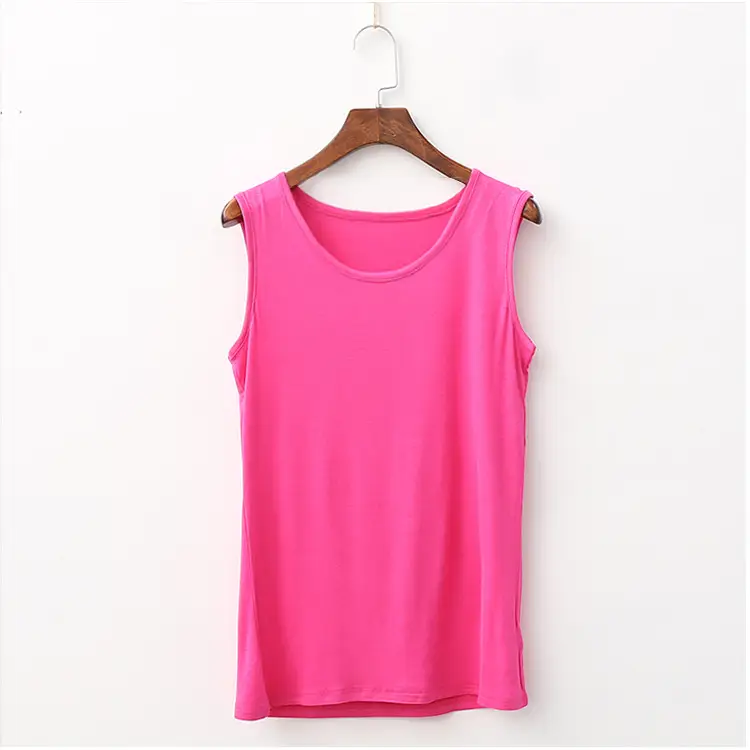 Pink Sleeveless Vest for Women Combed Modal Extra Large - Image 5