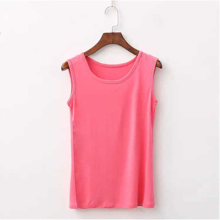 Pink Sleeveless Vest for Women Combed Modal Extra Large - Image 6