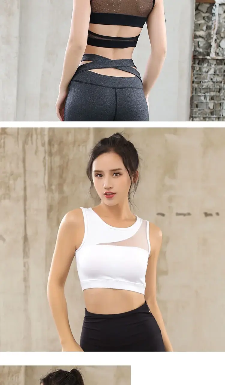 Black Mesh Sports Bra with Side Cutouts for Women — feature 10