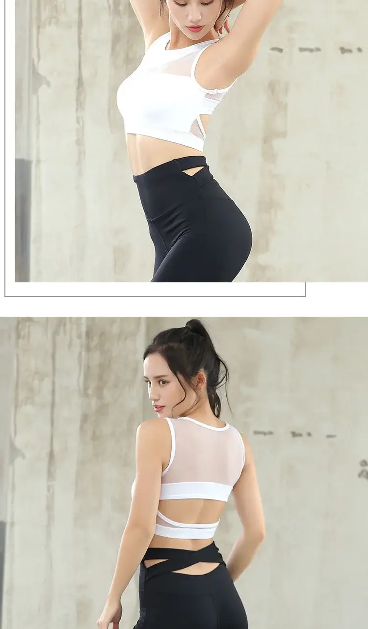 Black Mesh Sports Bra with Side Cutouts for Women — feature 12
