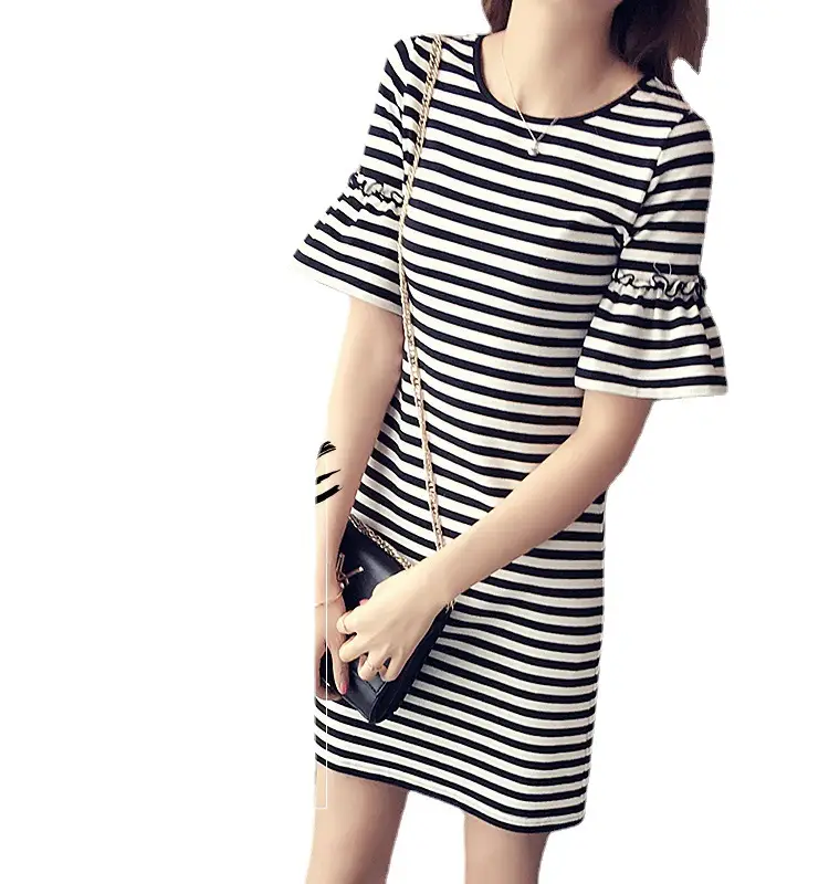 Women Korean Style Striped Short Sleeve T-Shirt