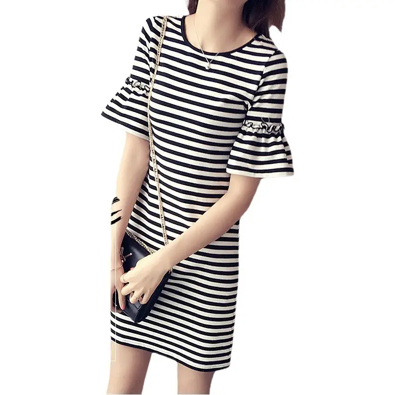 Women Korean Style Striped Short Sleeve T-Shirt