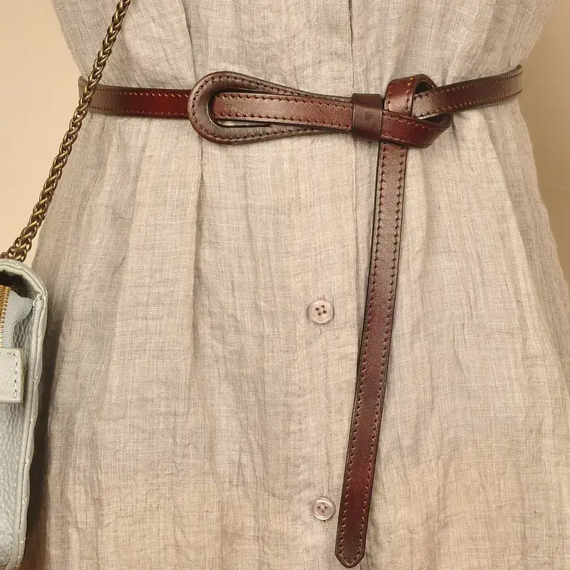 Korean Style Belted Coat Belt for Women Brown - Image 6