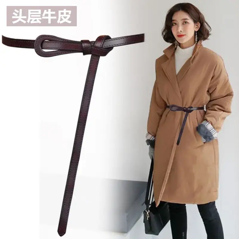Korean Style Belted Coat Belt for Women Brown - Image 8
