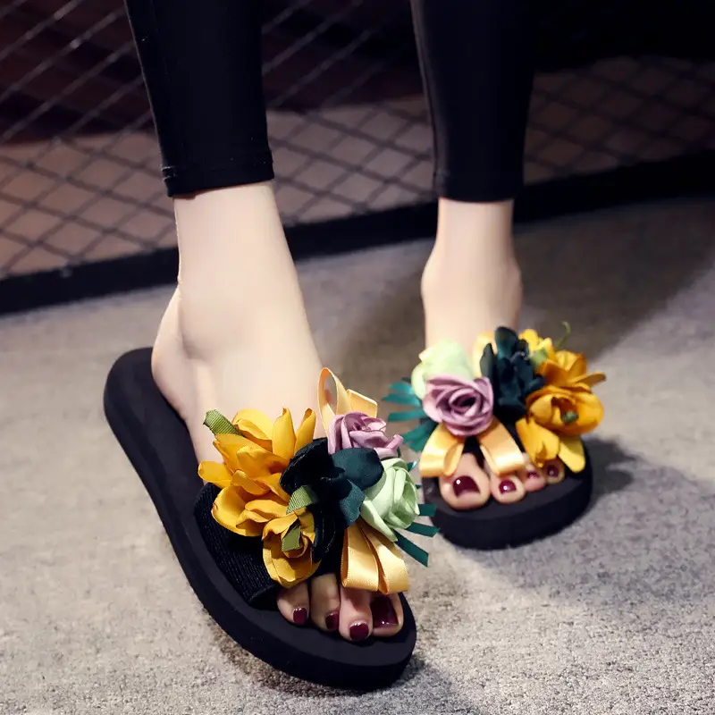 Shining 6cm Flip-Flops Women's Summer Fashion Outer Wear Thick-Soled Non-Slip Holiday Seaside Women's Beach Slippers