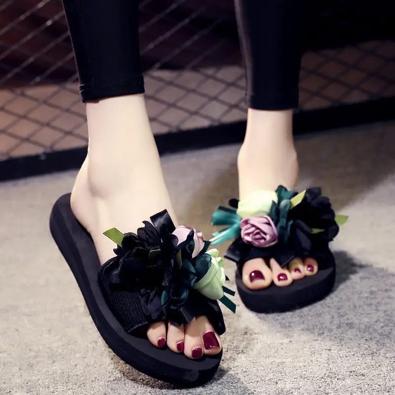 Shining 6cm Flip-Flops Women's Summer Fashion Outer Wear Thick-Soled Non-Slip Holiday Seaside Women's Beach Slippers