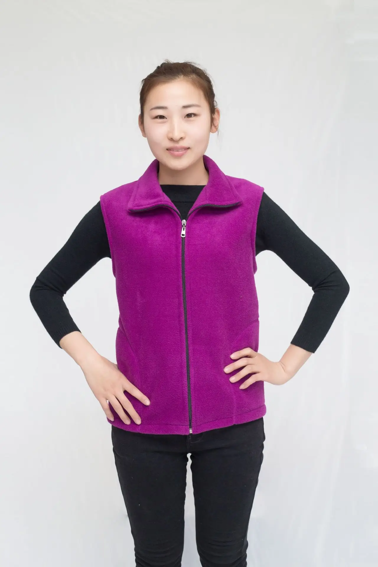Red Fleece Vest for Women Winter Warm Cozy Top - Image 3