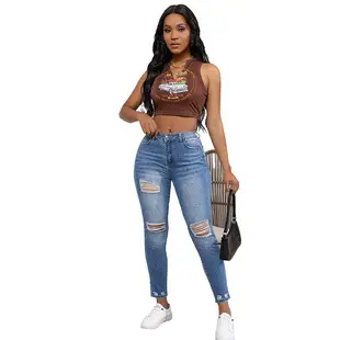Ultra-Short Hot Pants for Women Blue Denim High Waist — feature 13