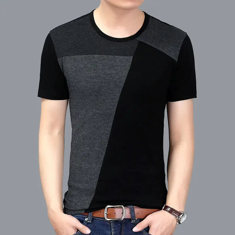 Men Black Grey Contrast T-Shirt Large Summer Wear