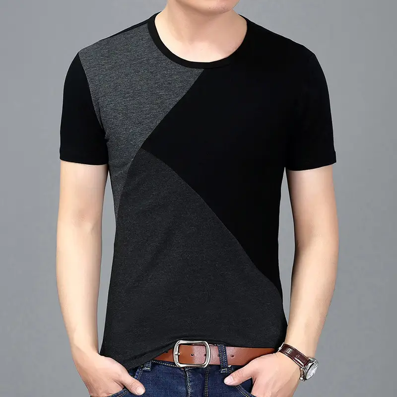 Men Black Grey Contrast T-Shirt Large Summer Wear