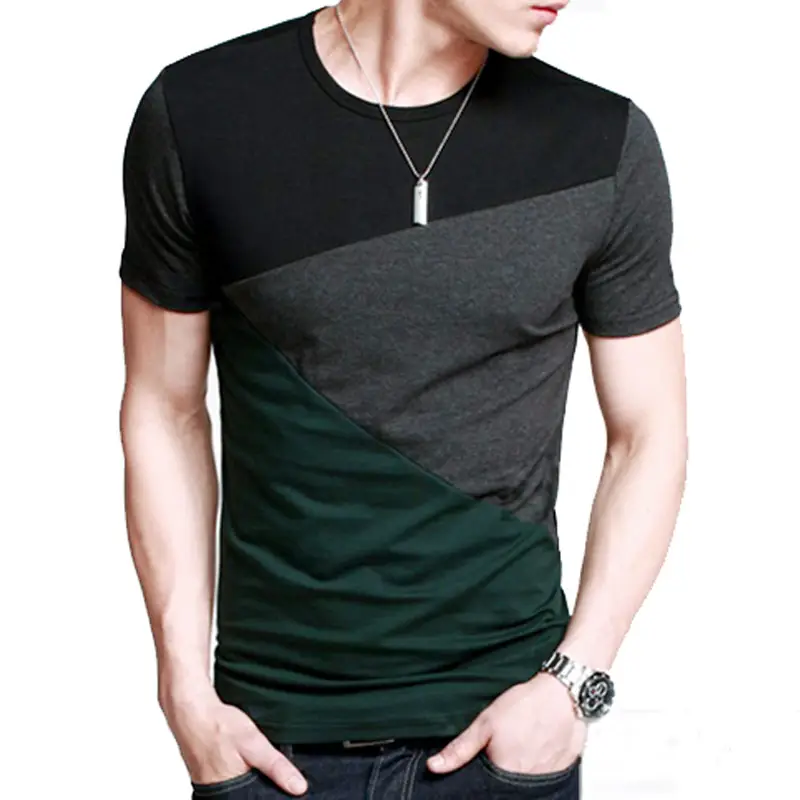 Men Black Grey Contrast T-Shirt Large Summer Wear