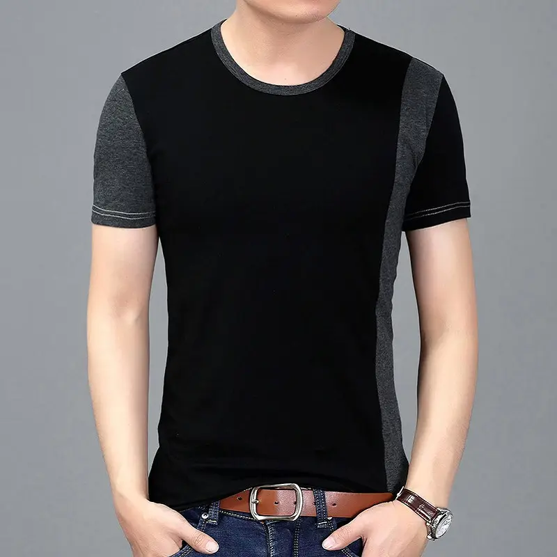 Men Black Grey Contrast T-Shirt Large Summer Wear