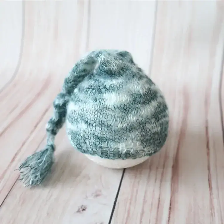 Baby Knitted Hat for Newborns Green Embroidered - Image 4