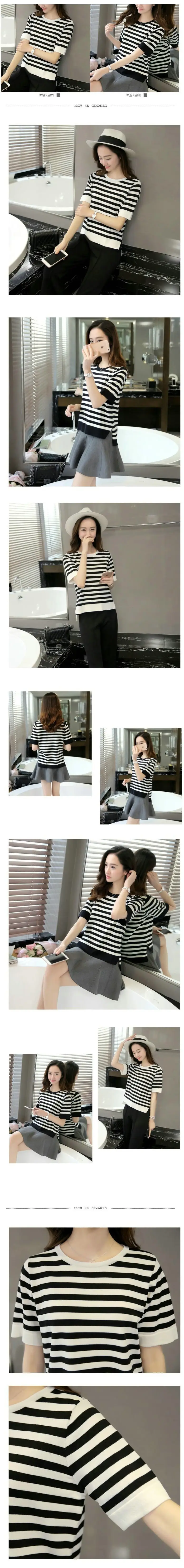 2025 Summer Women Black White Striped Top Plus Size — feature 1