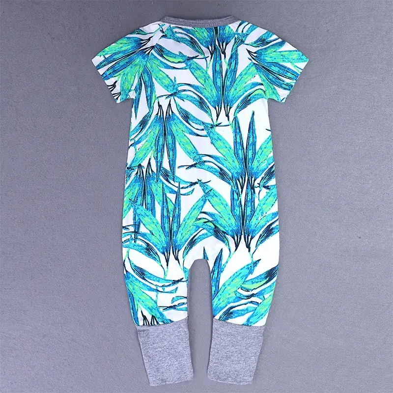 Baby Bamboo Leaf Short Sleeve Jumpsuit