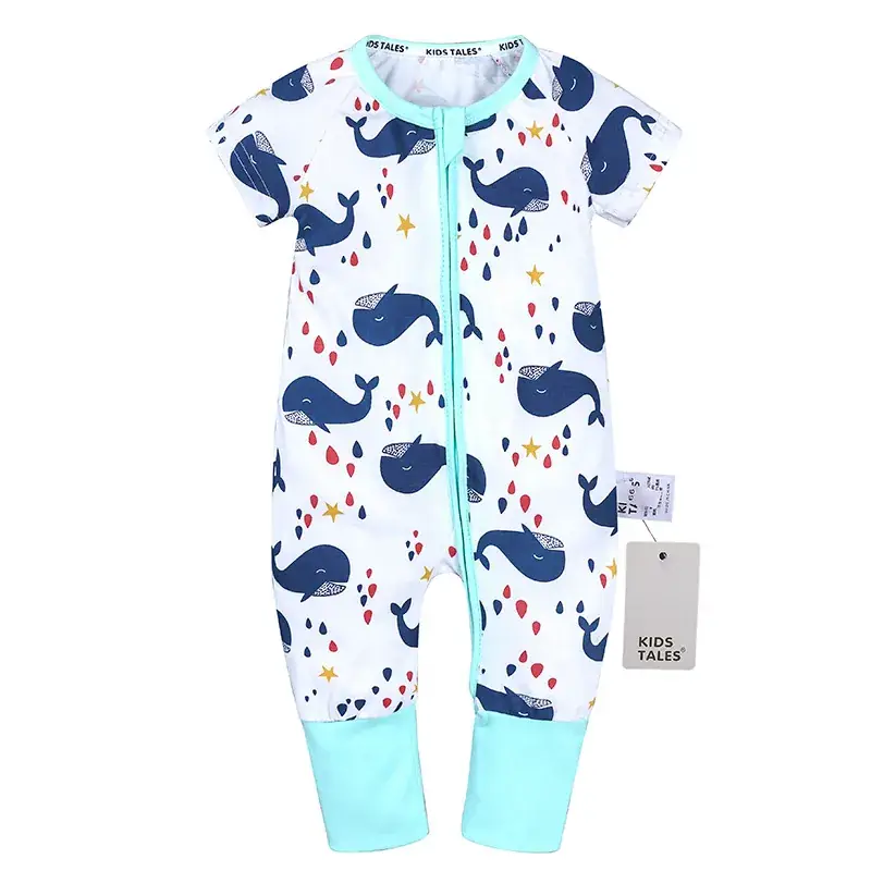 Baby Bamboo Leaf Short Sleeve Jumpsuit