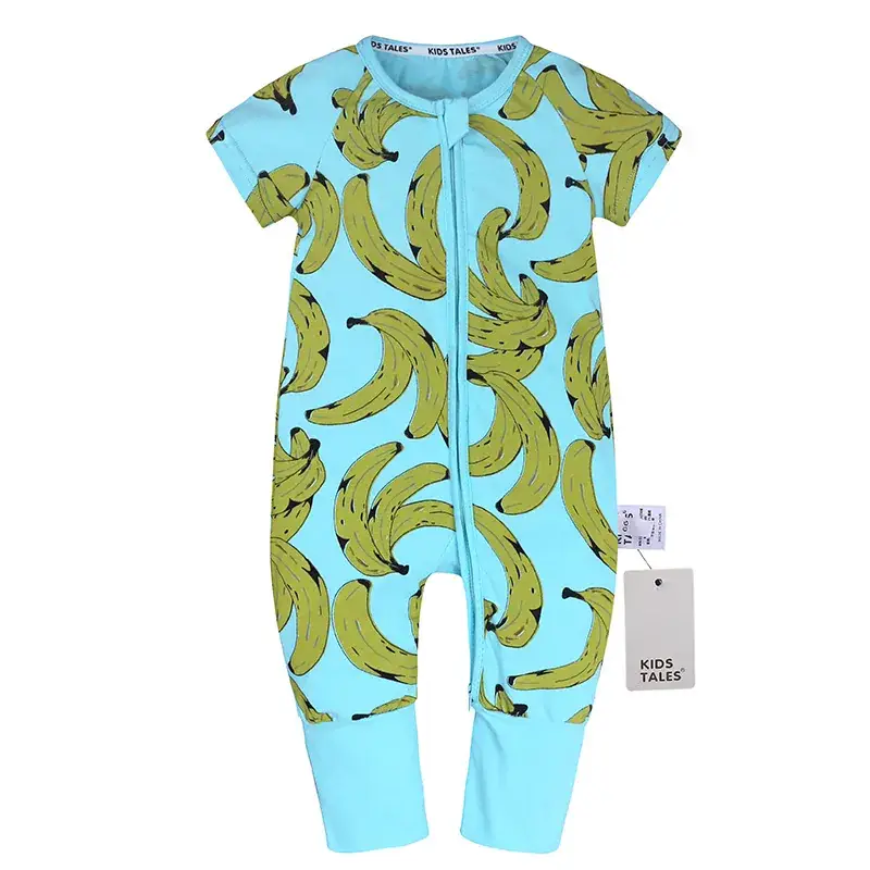 Baby Bamboo Leaf Short Sleeve Jumpsuit