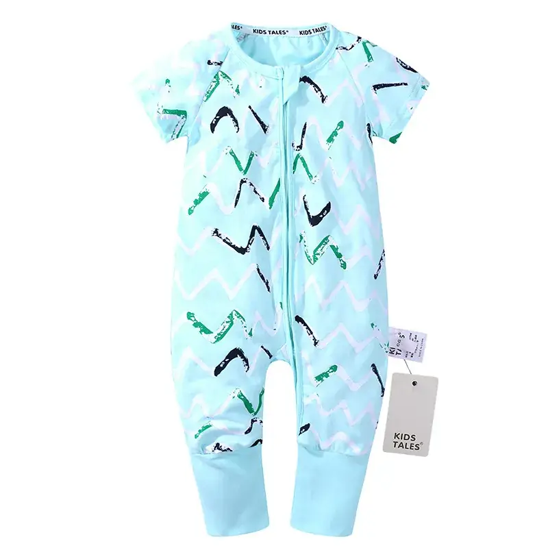 Baby Bamboo Leaf Short Sleeve Jumpsuit