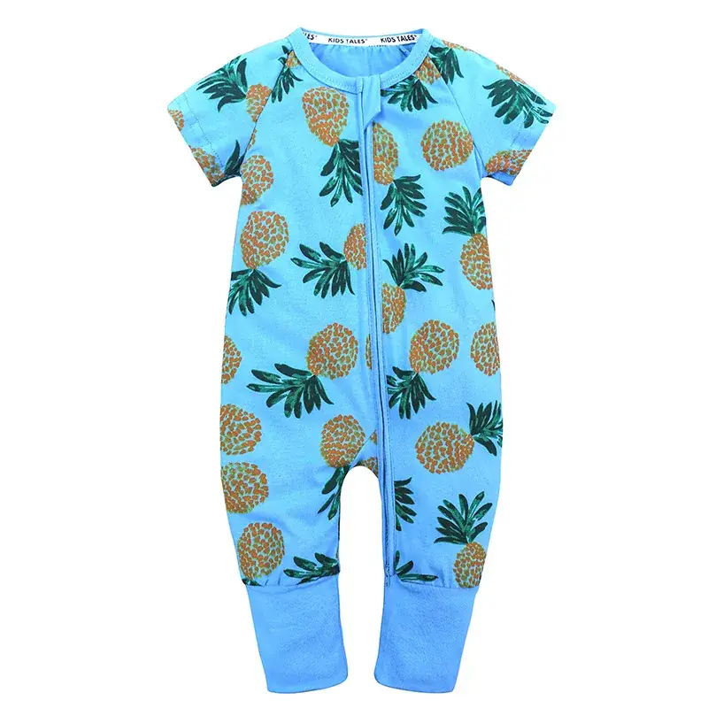 Baby Bamboo Leaf Short Sleeve Jumpsuit