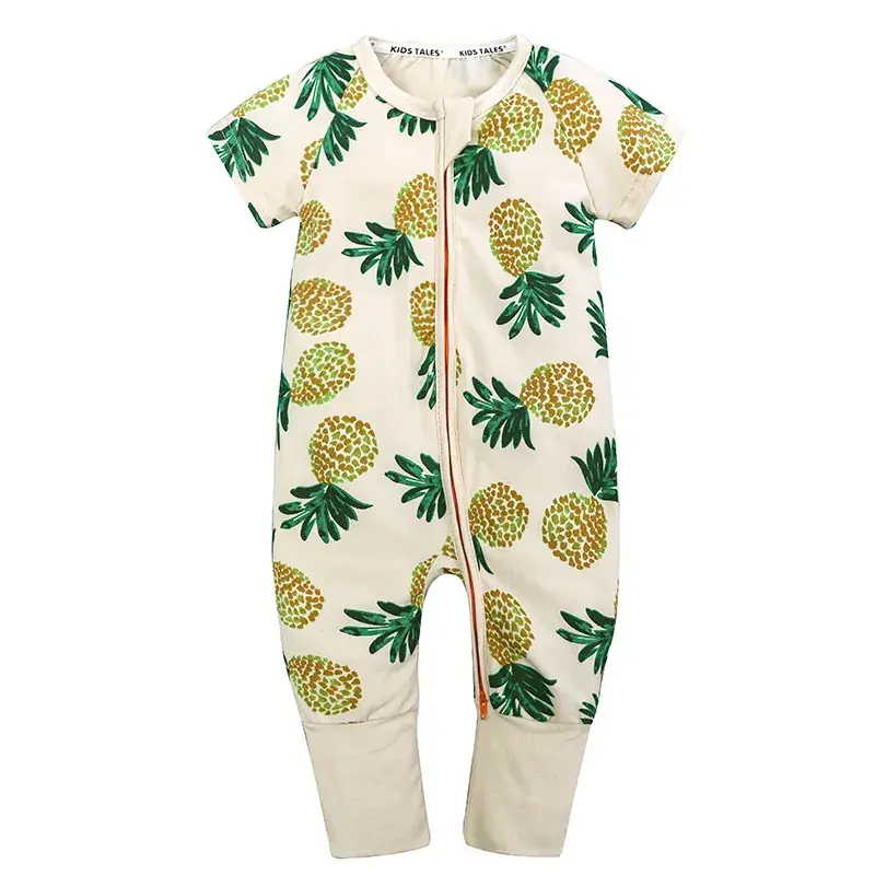 Baby Bamboo Leaf Short Sleeve Jumpsuit