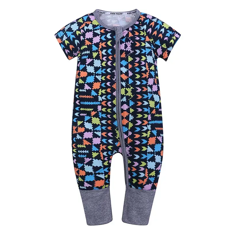 Baby Bamboo Leaf Short Sleeve Jumpsuit