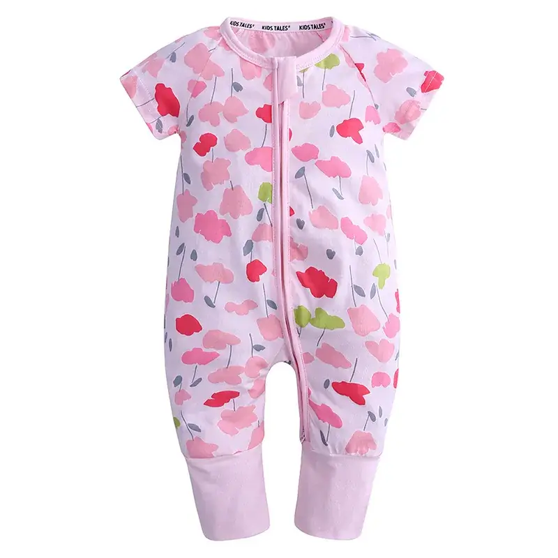 Baby Bamboo Leaf Short Sleeve Jumpsuit