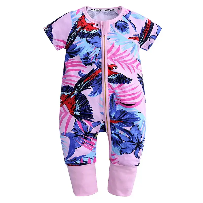 Baby Bamboo Leaf Short Sleeve Jumpsuit