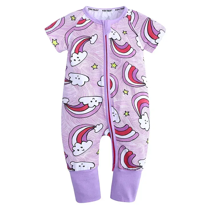 Baby Bamboo Leaf Short Sleeve Jumpsuit