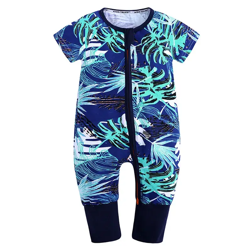 Baby Bamboo Leaf Short Sleeve Jumpsuit