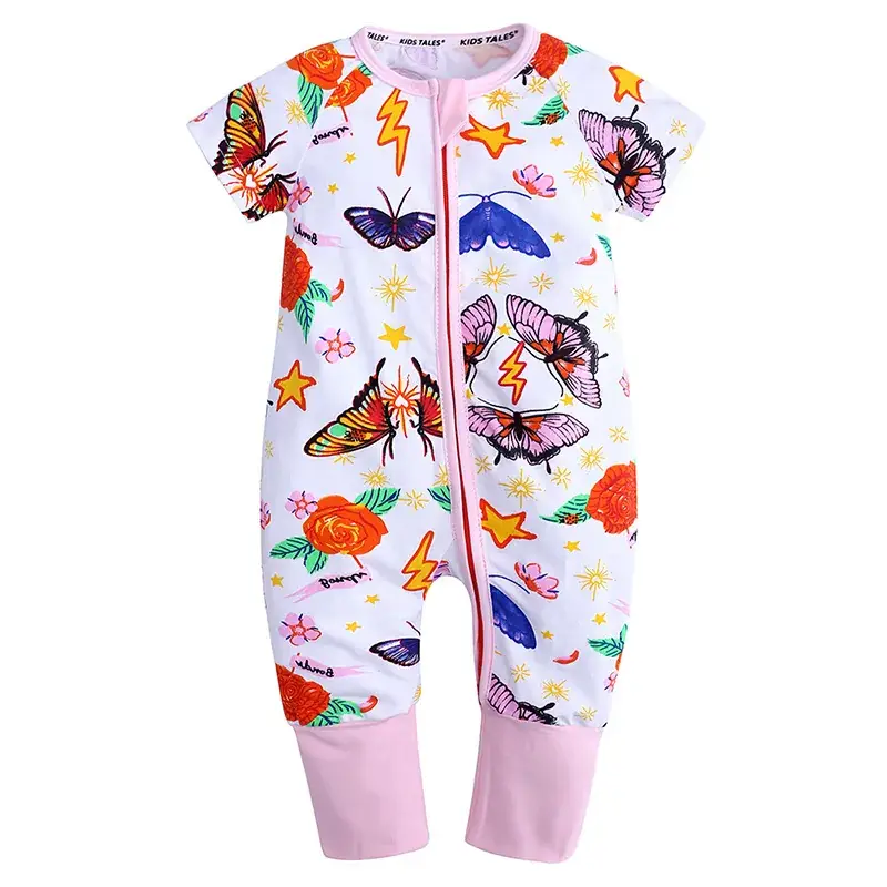 Baby Bamboo Leaf Short Sleeve Jumpsuit
