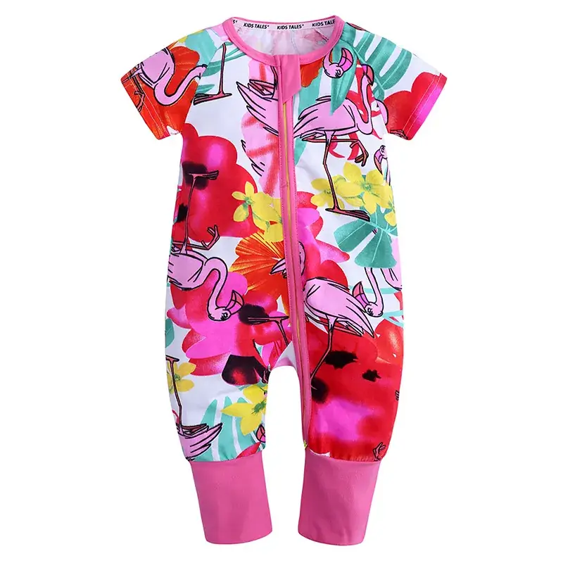 Baby Bamboo Leaf Short Sleeve Jumpsuit