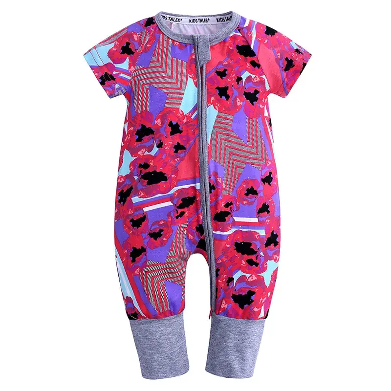 Baby Bamboo Leaf Short Sleeve Jumpsuit