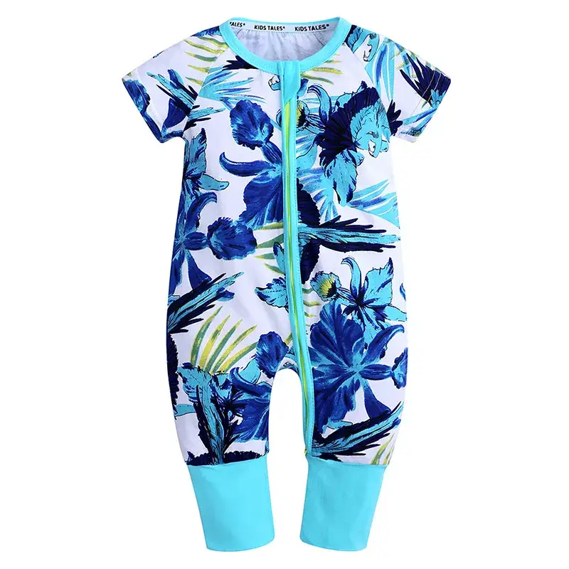 Baby Bamboo Leaf Short Sleeve Jumpsuit