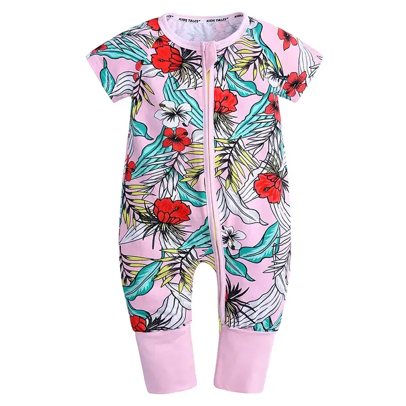 Baby Bamboo Leaf Short Sleeve Jumpsuit