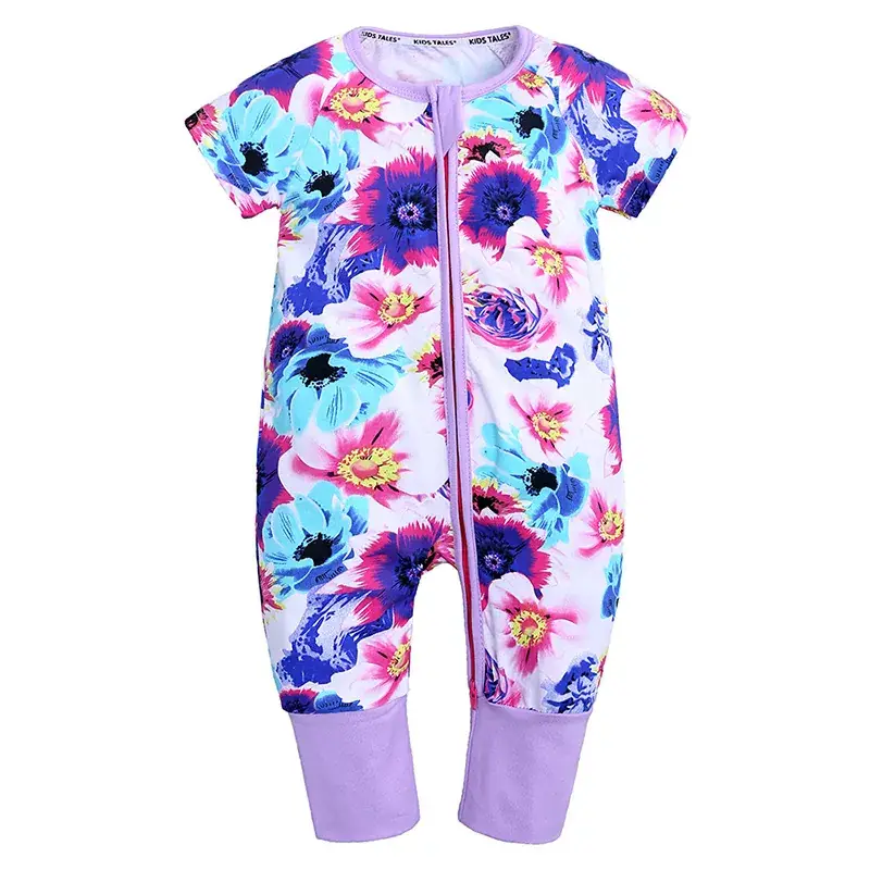 Baby Bamboo Leaf Short Sleeve Jumpsuit