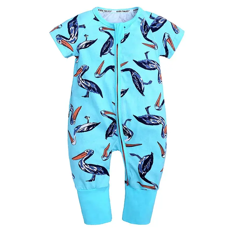 Baby Bamboo Leaf Short Sleeve Jumpsuit