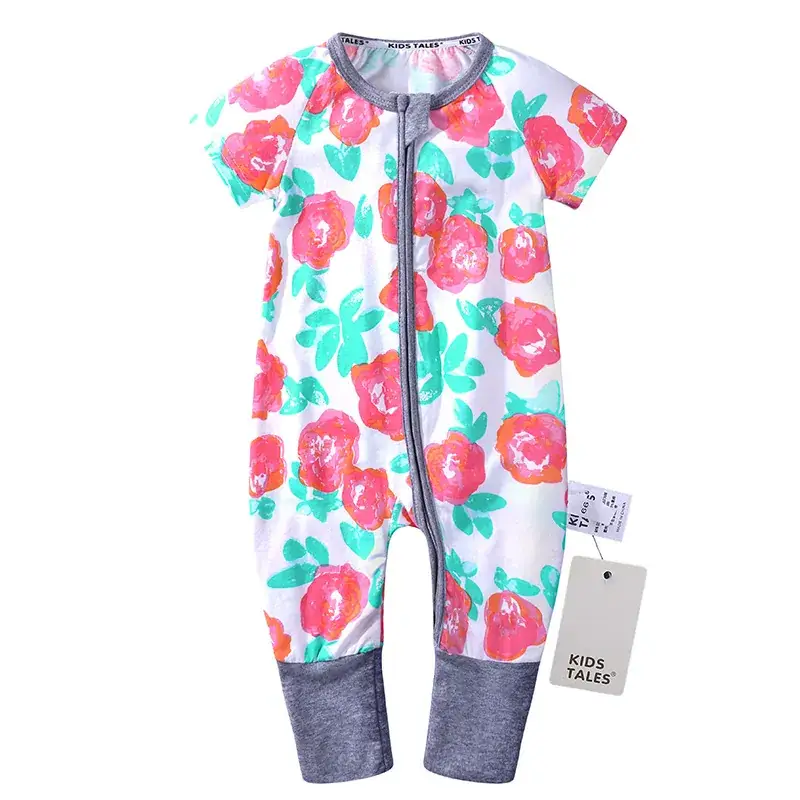 Baby Bamboo Leaf Short Sleeve Jumpsuit