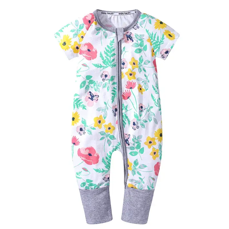 Baby Bamboo Leaf Short Sleeve Jumpsuit