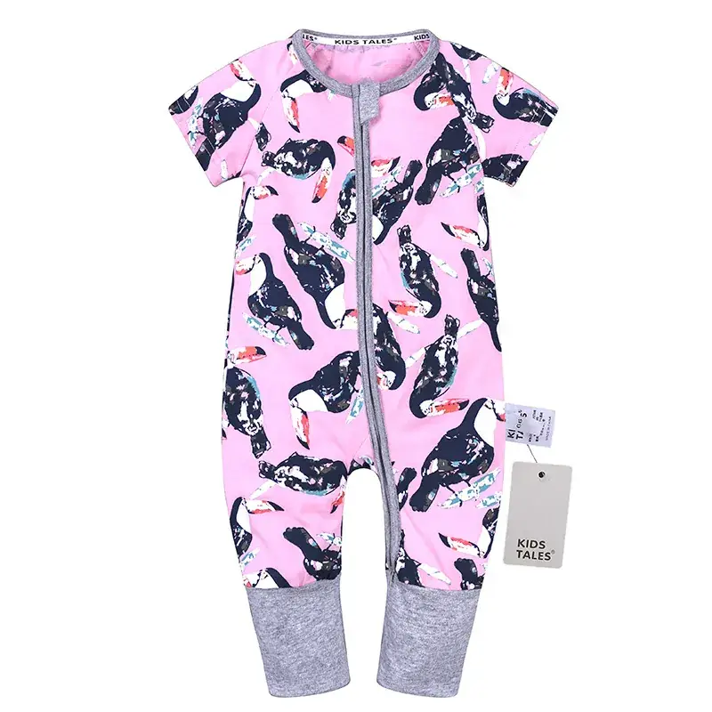 Baby Bamboo Leaf Short Sleeve Jumpsuit