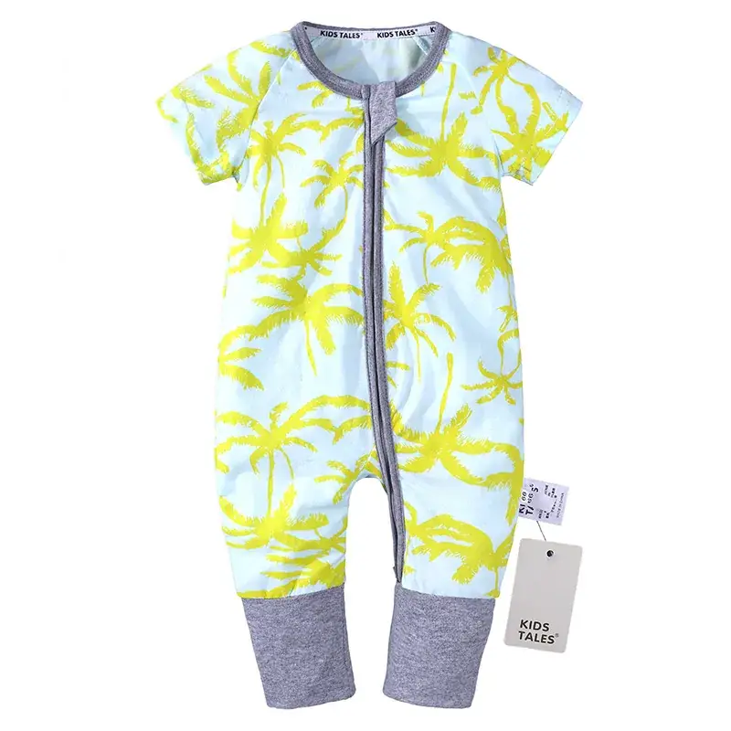 Baby Bamboo Leaf Short Sleeve Jumpsuit