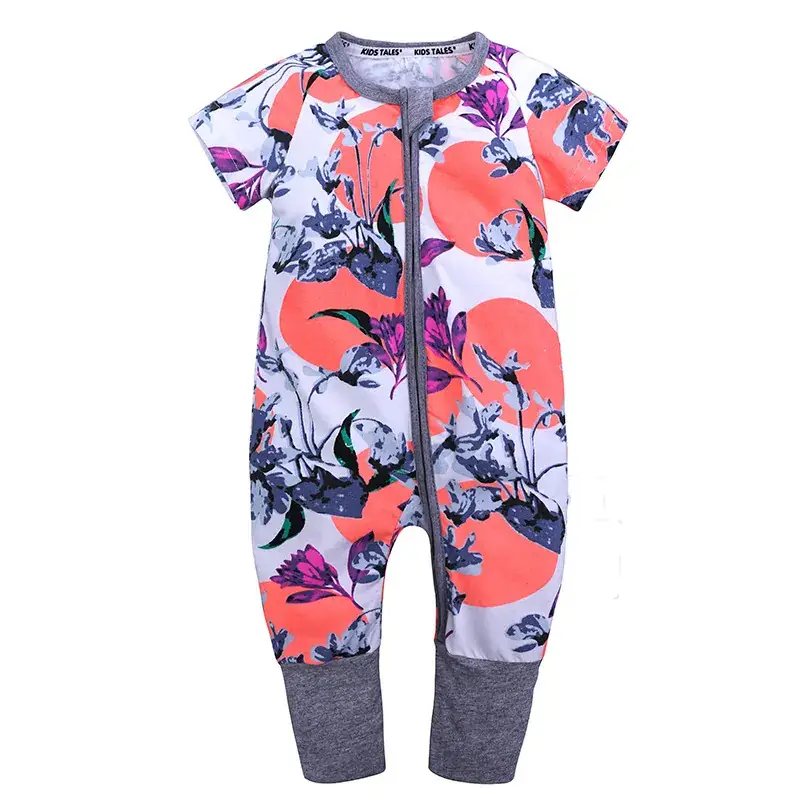 Baby Bamboo Leaf Short Sleeve Jumpsuit