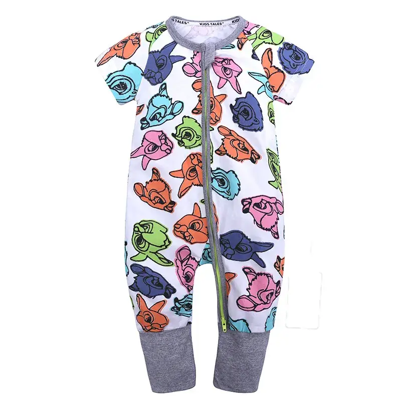 Baby Bamboo Leaf Short Sleeve Jumpsuit