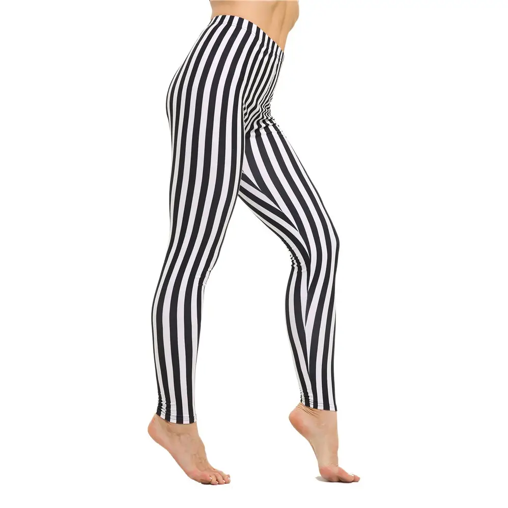 Women Striped Yoga Pants High Waist Slim Fit