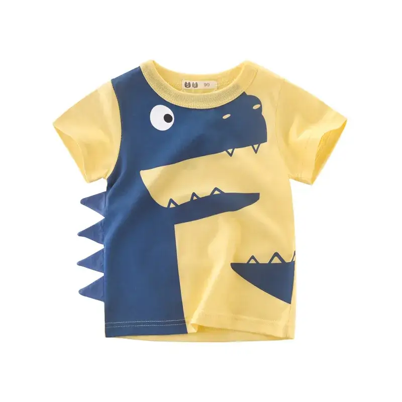 Kids Dinosaur T-Shirt Blue Yellow 2-Pack - Image 2
